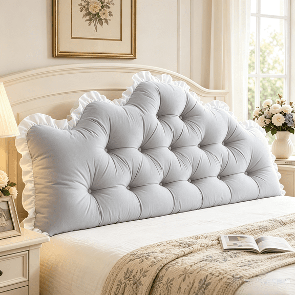 Dorm Headboard Pillow,Ruffle Crown Shape Tufted Reading Backrest Cushion,Backrest Support Cushion for Sitting in Bed Daybed Pillows Soft for Twin Full Bed College Dorm Bedroom Decor