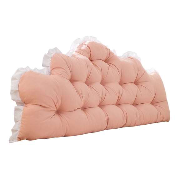 Dorm Headboard Pillow Twin XL, Velvet Tufted Backrest Cushion with Ruffle and Side Pocket, Large Bed Support Pillow for Bedroom, Sofa and Window Seat