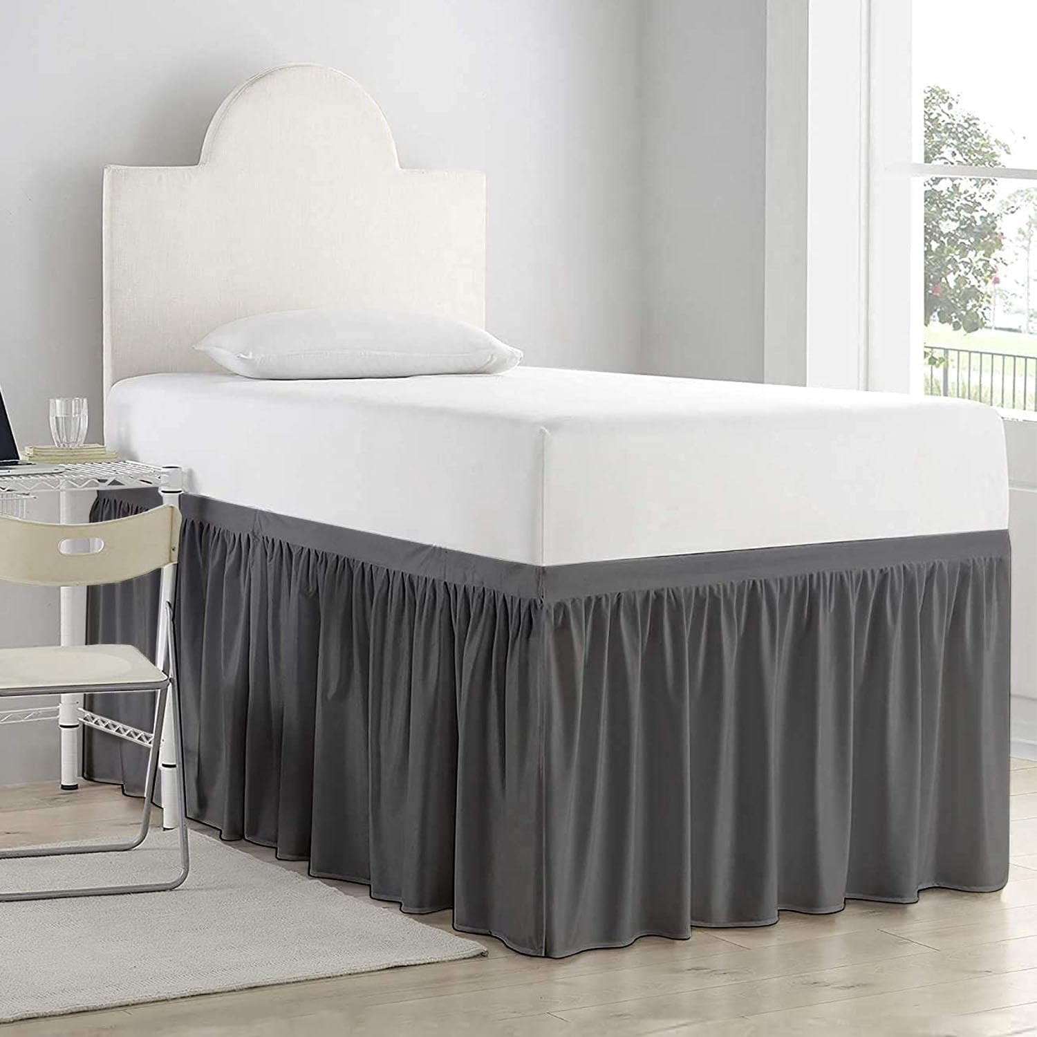 Dorm Room Bed Skirt - College Dorm Bed Skirt - Twin XL, Extra Long - 40 Inch Drop - 100% Microfiber - White