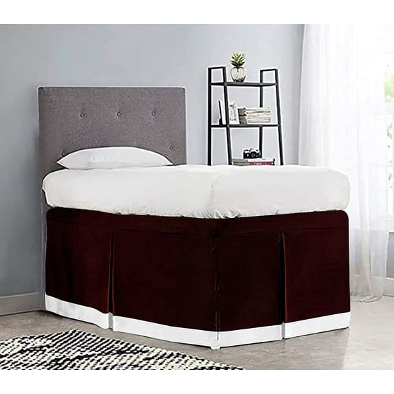 Dorm Room Bed Skirt - College Dual Tone Dorm Bed Skirt - Long Two Tone Dorm Bedskirts - Extra Long Dorm Room Bed Skirt - 100% Egyptian Cotton Two Tone Bedskirts - Twin-XL - 48" Drop, Wine