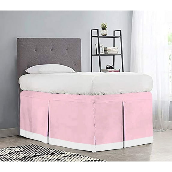 Dorm Room Bed Skirt - College Dual Tone Dorm Bed Skirt - Long Two Tone Dorm Bedskirts - Extra Long Dorm Room Bed Skirt - Brushed Microfiber Two Tone Bedskirts - Twin-XL - 36" Drop, Light Pink
