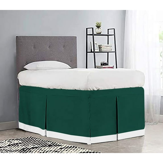 Dorm Room Bed Skirt - College Dual Tone Dorm Bed Skirt - Long Two Tone Dorm Bedskirts - Extra Long Dorm Room Bed Skirt - Brushed Microfiber Two Tone Bedskirts - Twin-XL - 38" Drop, Teal Green