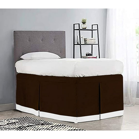 Dorm Room Bed Skirt - College Dual Tone Dorm Bed Skirt - Two Tone Dorm Bedskirts - College Dorm Room Bed Skirt - 100% Egyptian Cotton Two Tone Bedskirts - Twin-XL - 44" Drop, Chocolate