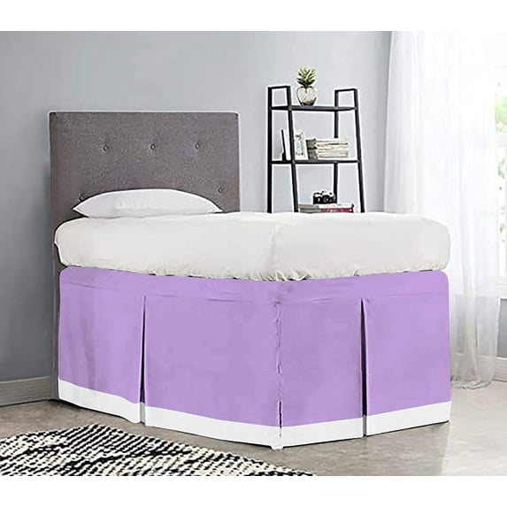 Dorm Room Bed Skirt - College Dual Tone Dorm Bed Skirt - Two Tone Dorm Bedskirts - College Long Dorm Room Bed Skirt - Brushed Microfiber Two Tone Bedskirts - Twin-XL - 34" Drop, Lavender