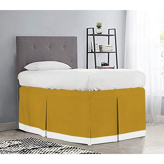 Dorm Room Bed Skirt - College Dual Tone Dorm Bed Skirt - Two Tone Dorm Bedskirts - College Long Dorm Room Bed Skirt - Brushed Microfiber Two Tone Bedskirts - Twin-XL - 48" Drop, Gold
