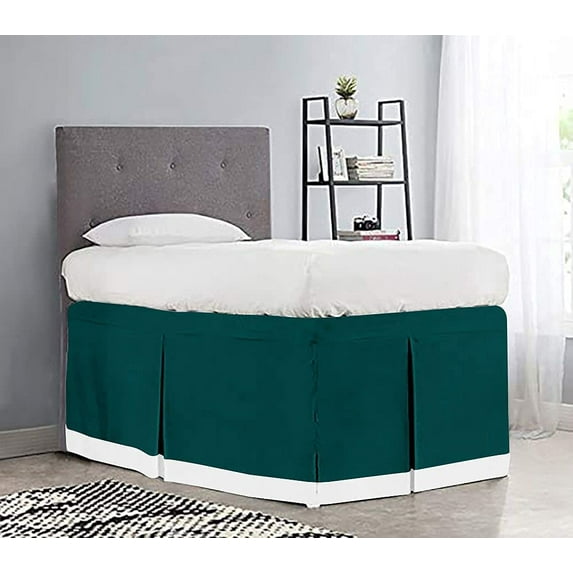 Dorm Room Bed Skirt - College Dual Tone Dorm Bed Skirt - Two Tone Dorm Bedskirts - College Long Dorm Room Bed Skirt - Brushed Microfiber Two Tone Bedskirts - Twin-XL - 52" Drop, Teal