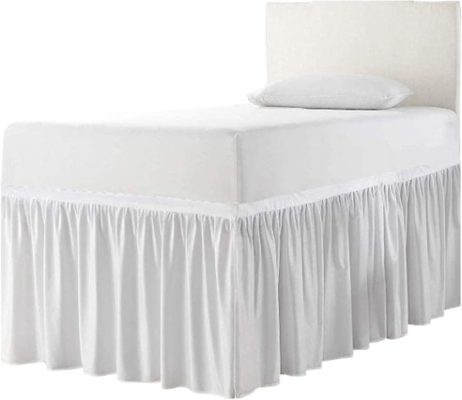Dorm Room Bed Skirt, Extra Long College Dorm Bed Skirt, Twin XL 32 Inch Drop, Ruffled Design 100% Microfiber Bed Skirt for Dorm Room Bedding (White, Twin XL - 32" Drop)
