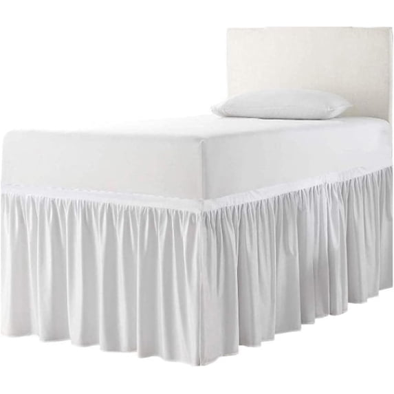 Dorm Room Bed Skirt, Extra Long College Dorm Bed Skirt, Twin XL 32 Inch Drop, Ruffled Design 100% Microfiber Bed Skirt for Dorm Room Bedding (White, Twin XL - 32" Drop)