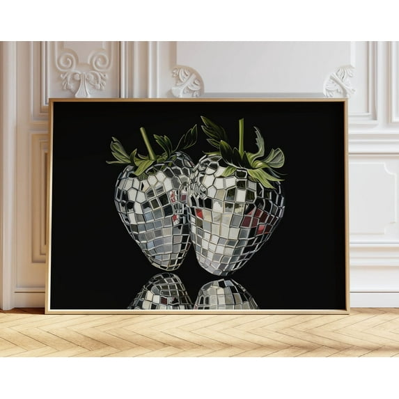Dorm Room Decor Aesthetic Prints Wall Art, Black Wall Art Neutral Prints Strawberry Home Decor, Funky Wall Art Trendy Prints Above Bed Decor Wall Art, Modern Wall Decor, 8x12 UNFRAMED