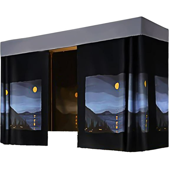 Dorm Single Twin Bunk Bed Tents Drapes Dustproof Blackout Underbed Cloth Bed Privacy Curtains 2 Panels + 1 Top (Color 7, 45.3 x 78.7 in)