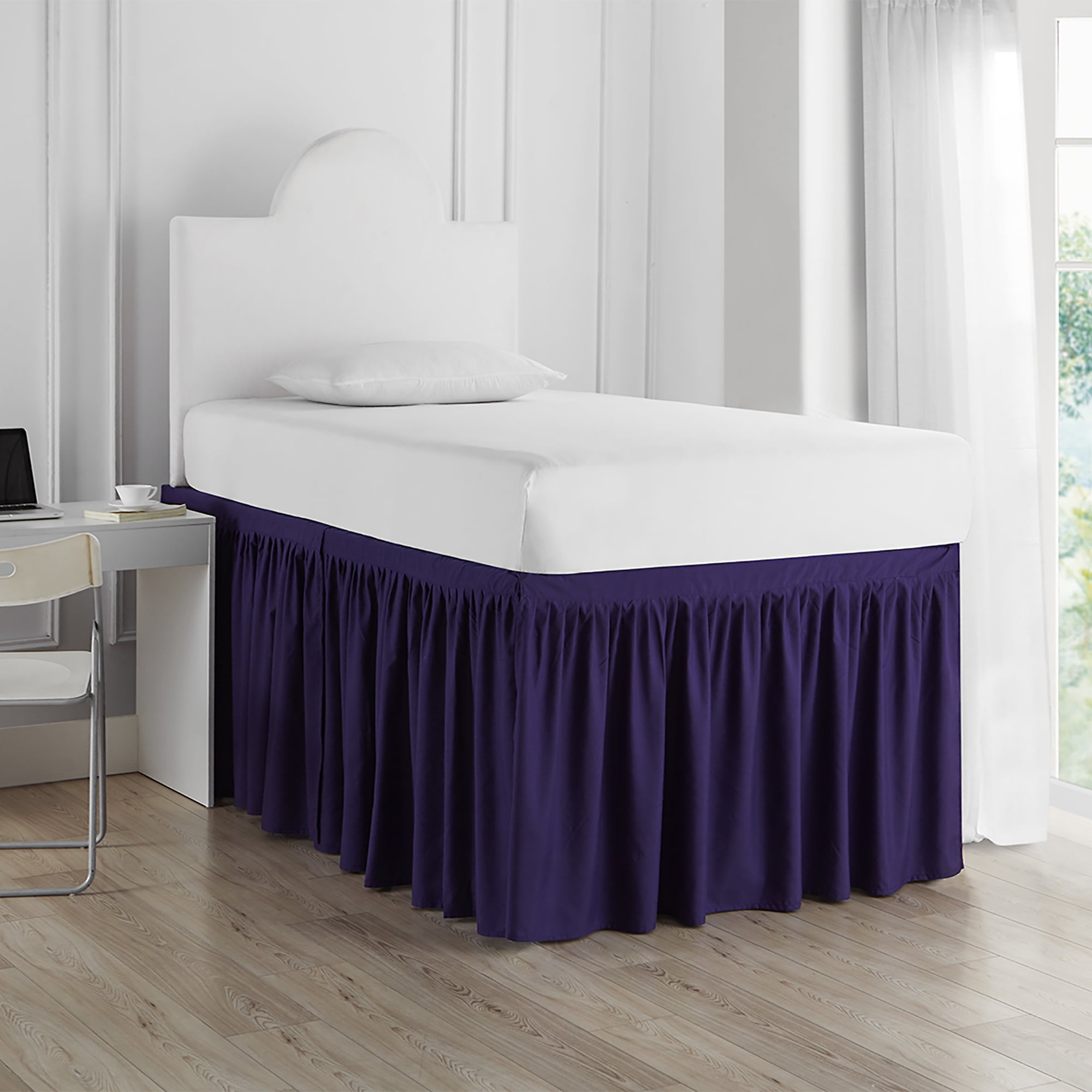 Dorm Sized Bed Skirt Panel with Ties (3 Panel Set) Purple Reign