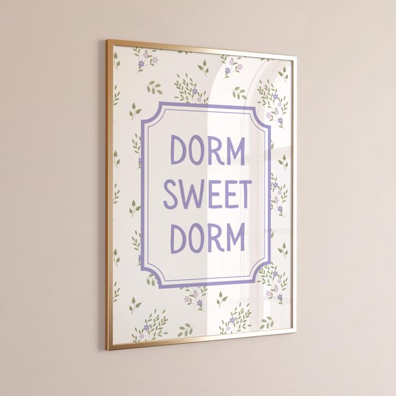 Dorm Sweet Dorm Art Print, Floral Dorm Decor, Dorm Sweet Dorm Wall Art, Cottagecore Dorm Decor, College Apartment Decor Wall Art Home Decor #710, Unframed Poster Size 8x12