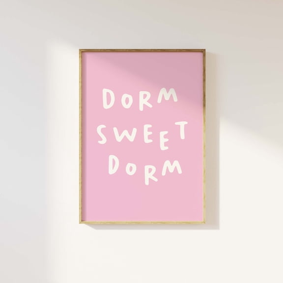 Dorm Sweet Dorm Trendy Bathroom Art Pink College Apartment Wall Decor, Unframed Paper Poster 8x10in
