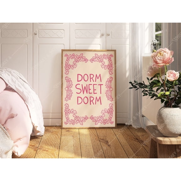 Dorm Sweet Dorm Wall Art Preppy College Decor