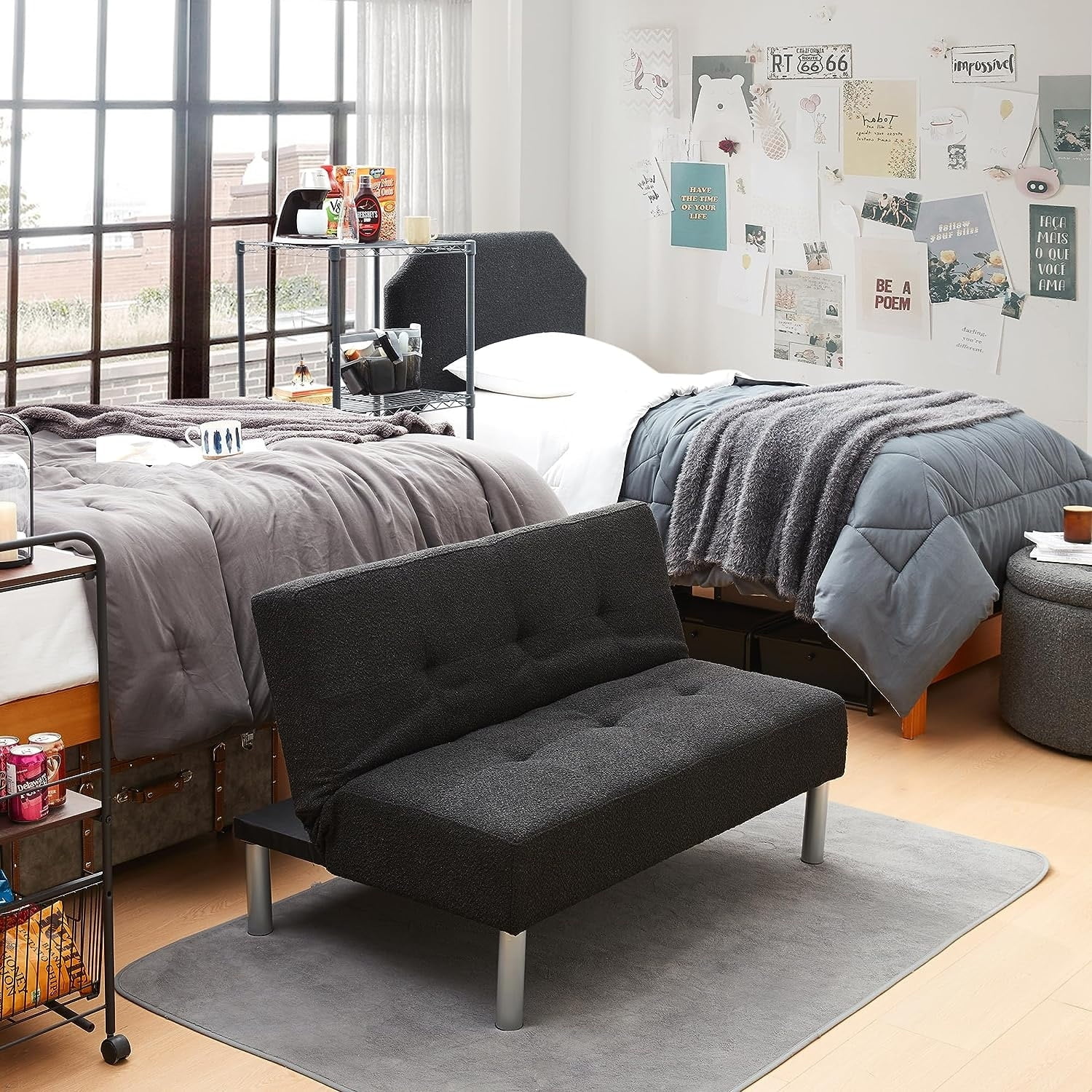 DormCo 2East Boucle Mini Futon by Black Walmart