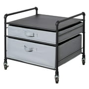 DormCo Fridge Stand Supreme - Black Pipe Frame with Light Gray Drawers - 23.2"W x 22"D x 21.3"H