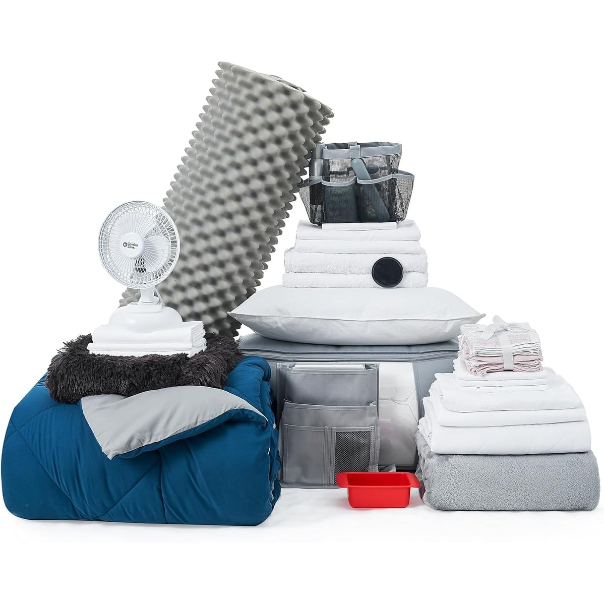 Twin Navy and Gray Microfiber Reversible Bed in a Bag Set