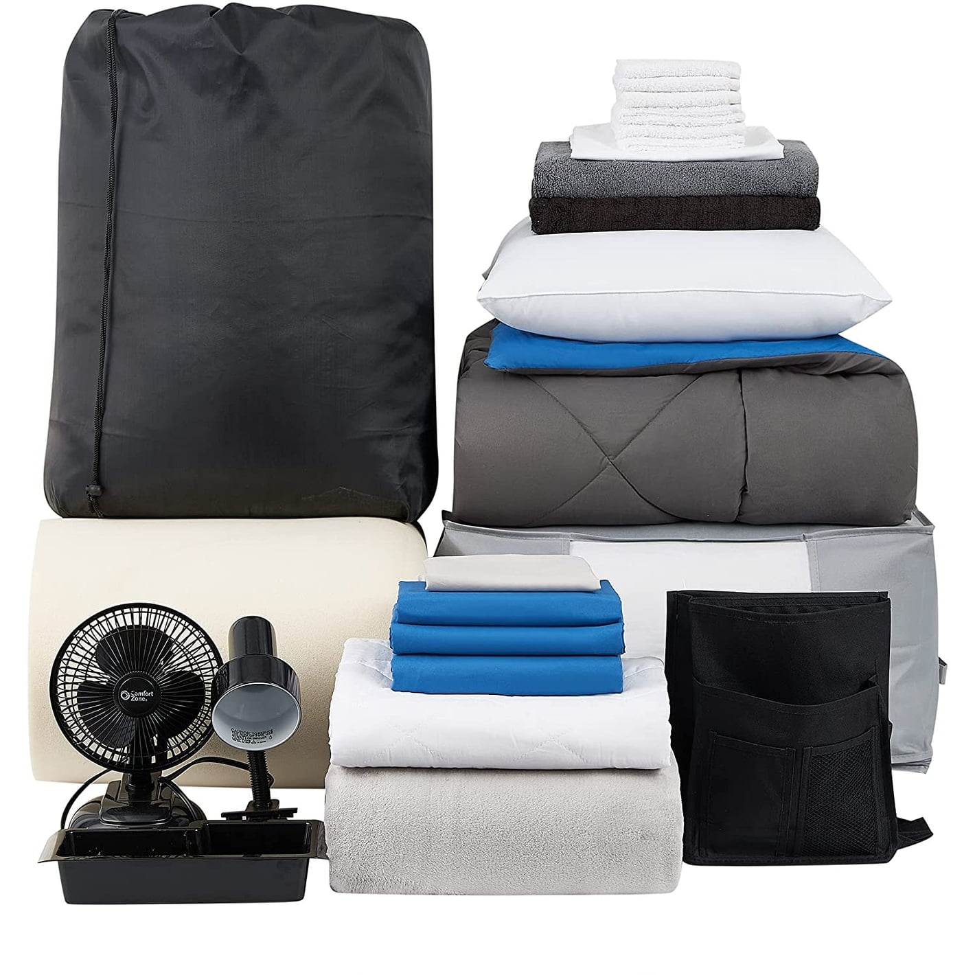 DormCo Fully-Loaded - Twin XL Dorm Bedding & Essentials Package Granite ...