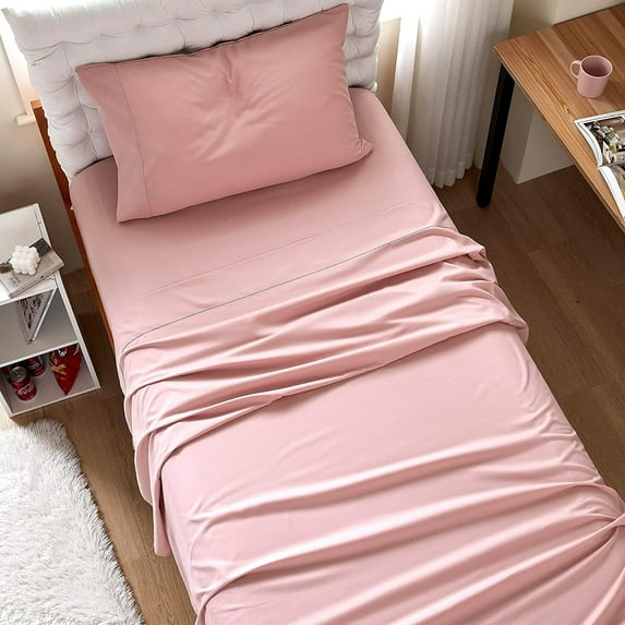 DormCo Microfiber Supersoft Twin XL Bedding Sheets Silver Pink