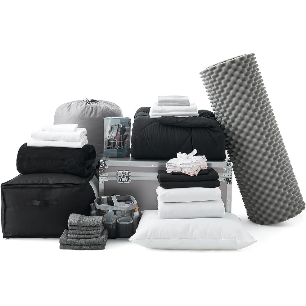 Black and White Twin Microfiber Reversible Bed in a Bag Set