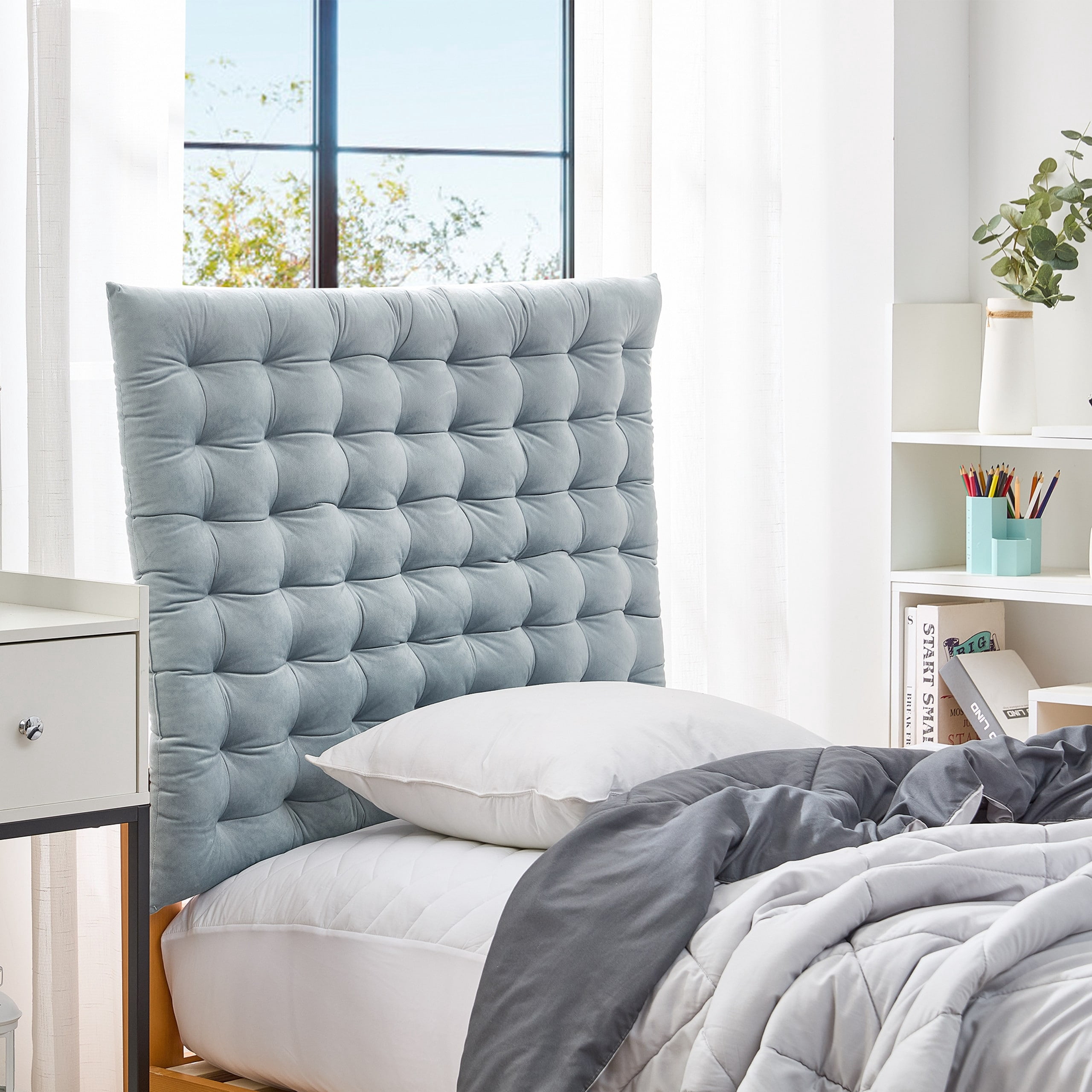 DormCo Rainha® Cushion Tufted College Headboard by Light Gray - Walmart.com