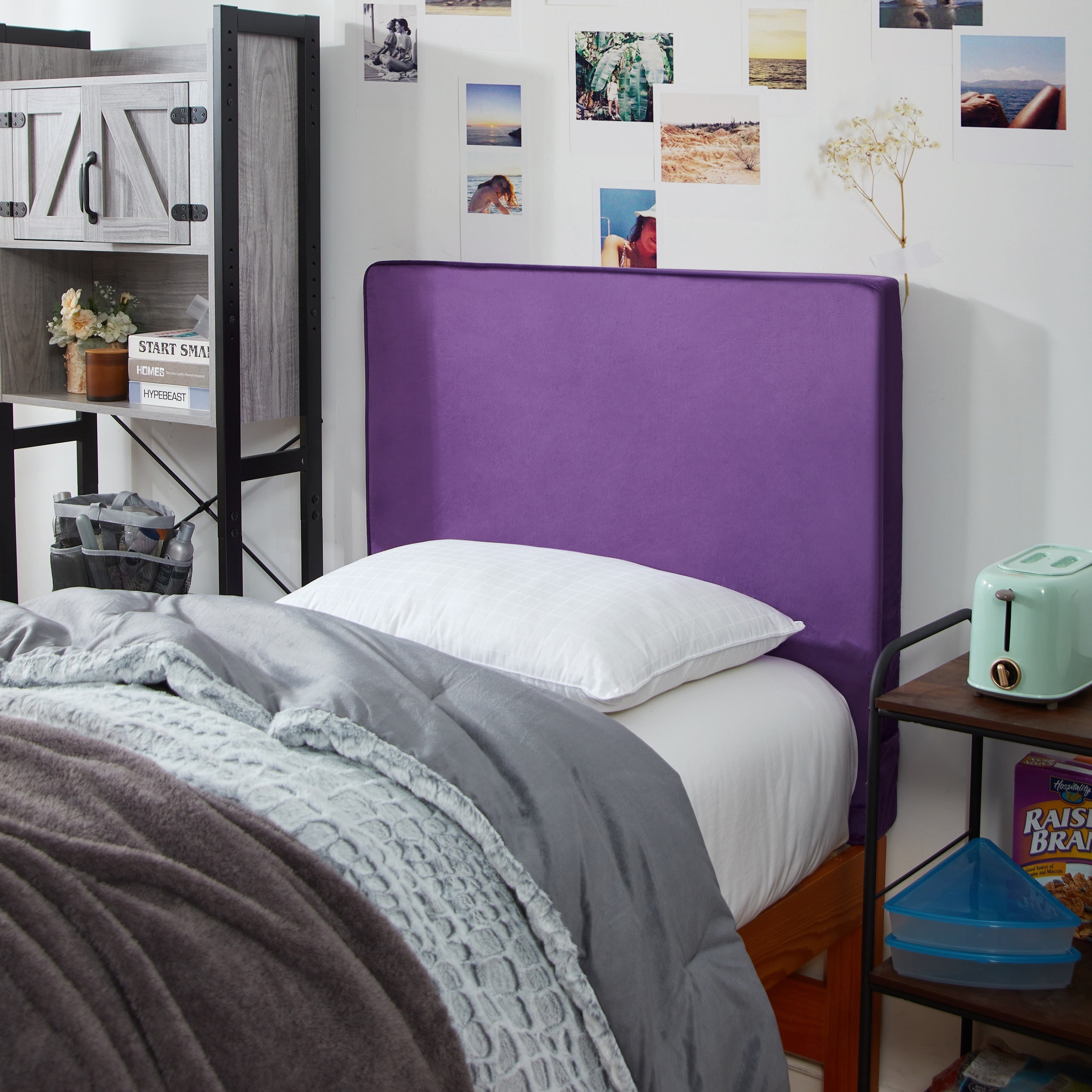 DormCo Rainha Memory Foam Cushioned Velvet Dorm Headboard Dahlia