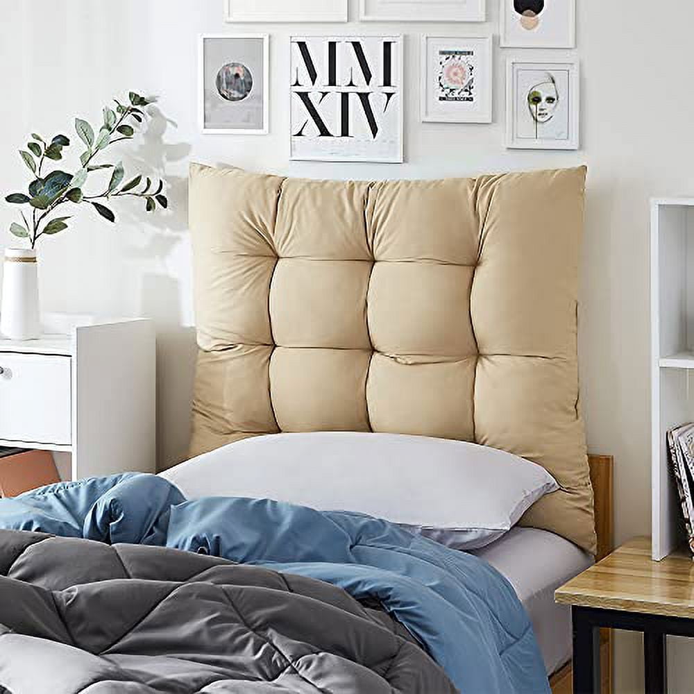 DormCo Rainha Puffy Tufted Headboard – Twin XL Dorm Headboard In Gold For College Room Decor
