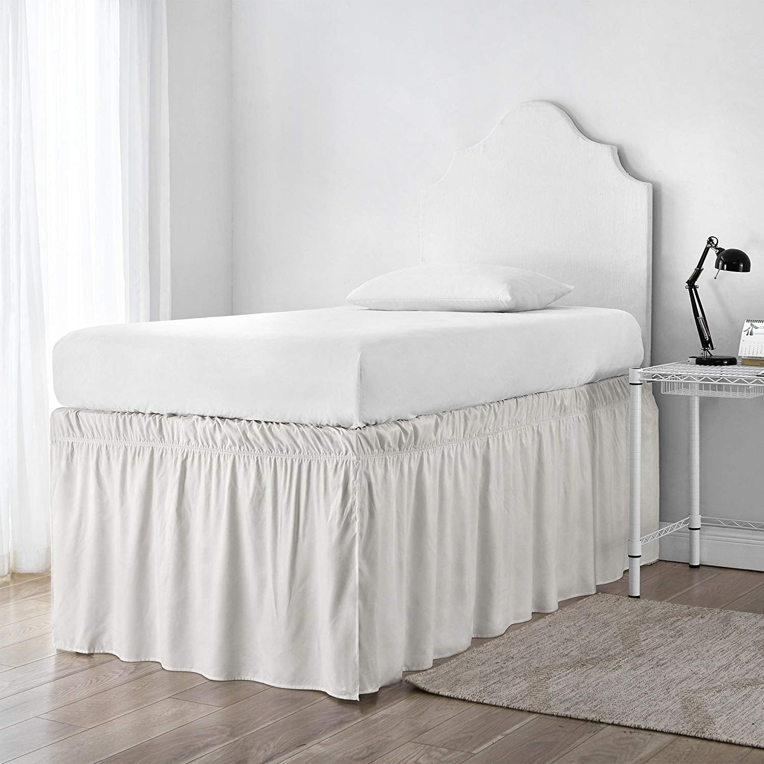 Twin XL Off-White Cotton Ruffled Bed Skirt