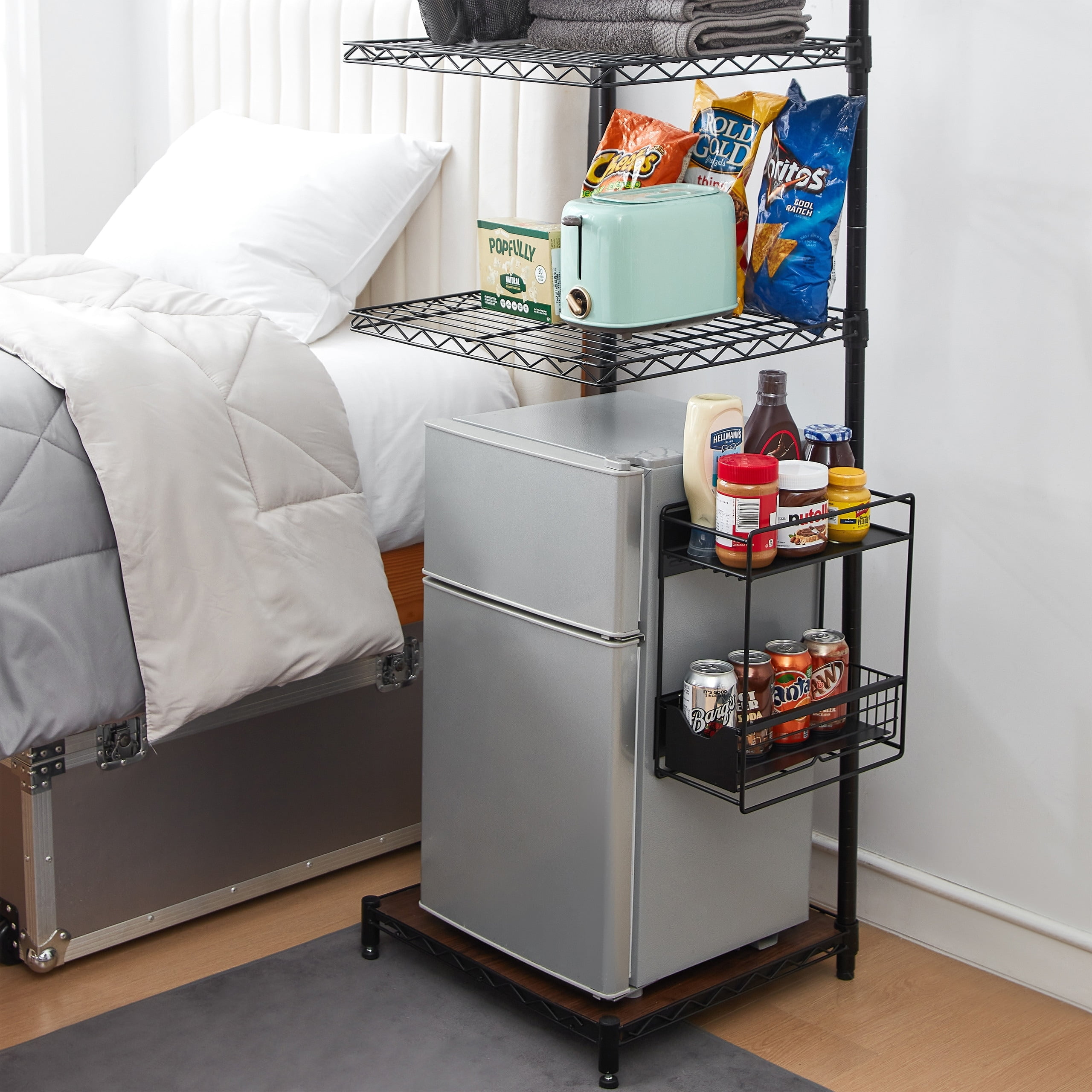 THE FRIDGE STAND SUPREME - BLACK PIPE FRAME WITH BLACK DRAWERS