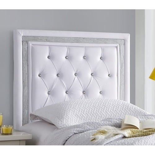 DormCo Tavira Allure® Twin/TXL College Headboard - White with Silver Crystal Border by Headboard and Legs - White with Silver Crystals Headboard with
