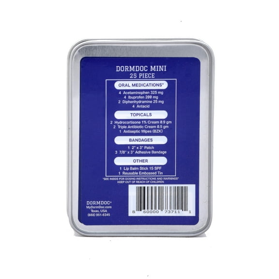 DormDoc Mini Tin 25 Piece First Aid Kit CASE of 6