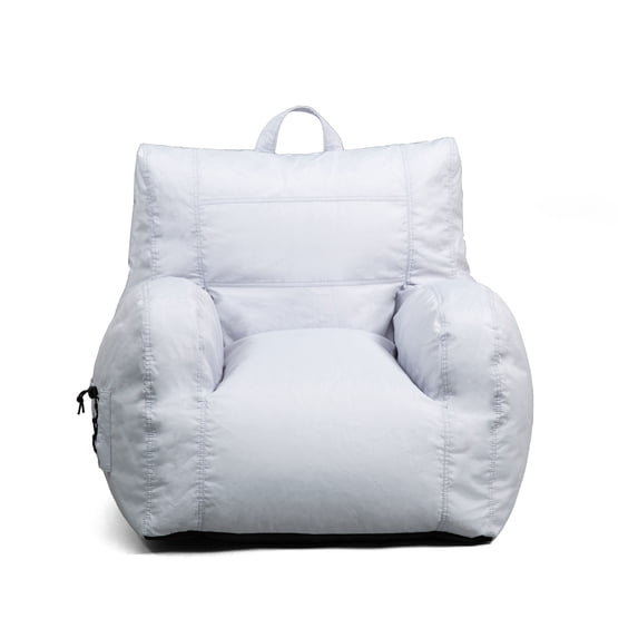Big Joe Dorm Bean Bag Chair with Drink Holder and Pocket for Teens and Kids, Gray, Durable Easy-Clean Polyester Nylon Blend, 3 foot Gaming and Reading Nook Seat, Refillable