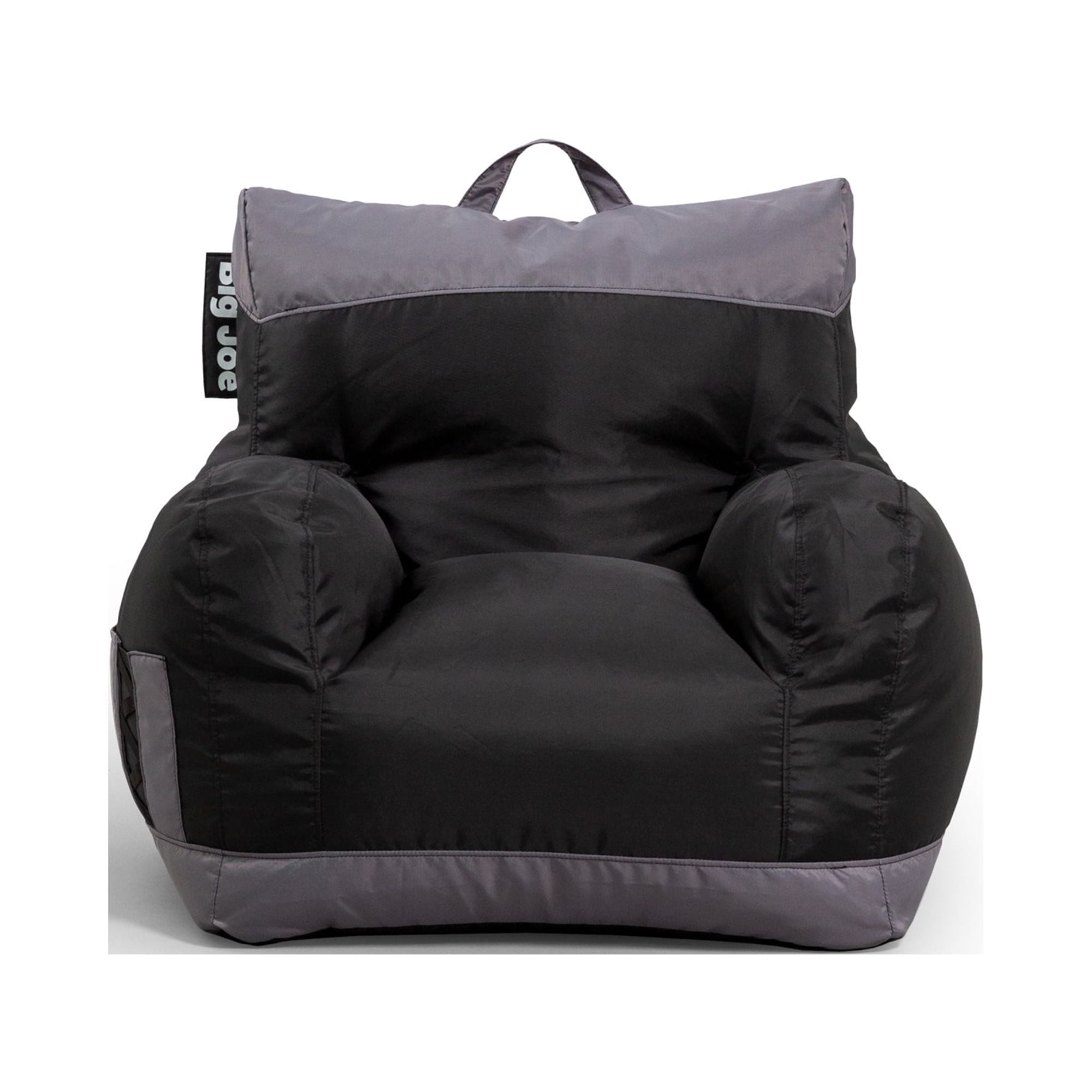 Two Tone Black Polyester Bean Bag Chair with Drink Holder and Pocket
