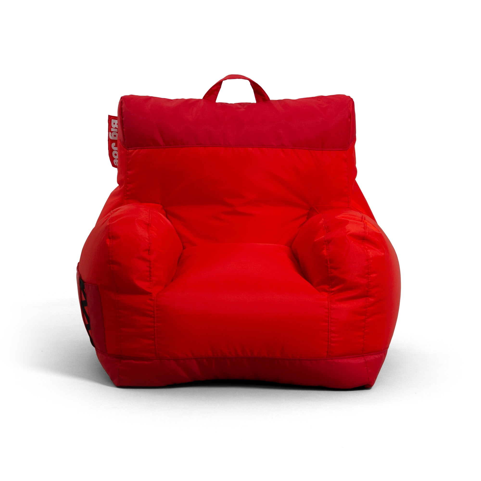 Two Tone Red Polyester Bean Bag Chair with Drink Holder