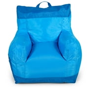 Big Joe Dorm Bean Bag Chair with Drink Holder and Pocket for Teens and Kids, Two Tone Blue, Durable Easy-Clean Polyester Nylon Blend, 3 foot Gaming and Reading Nook Seat, Refillable
