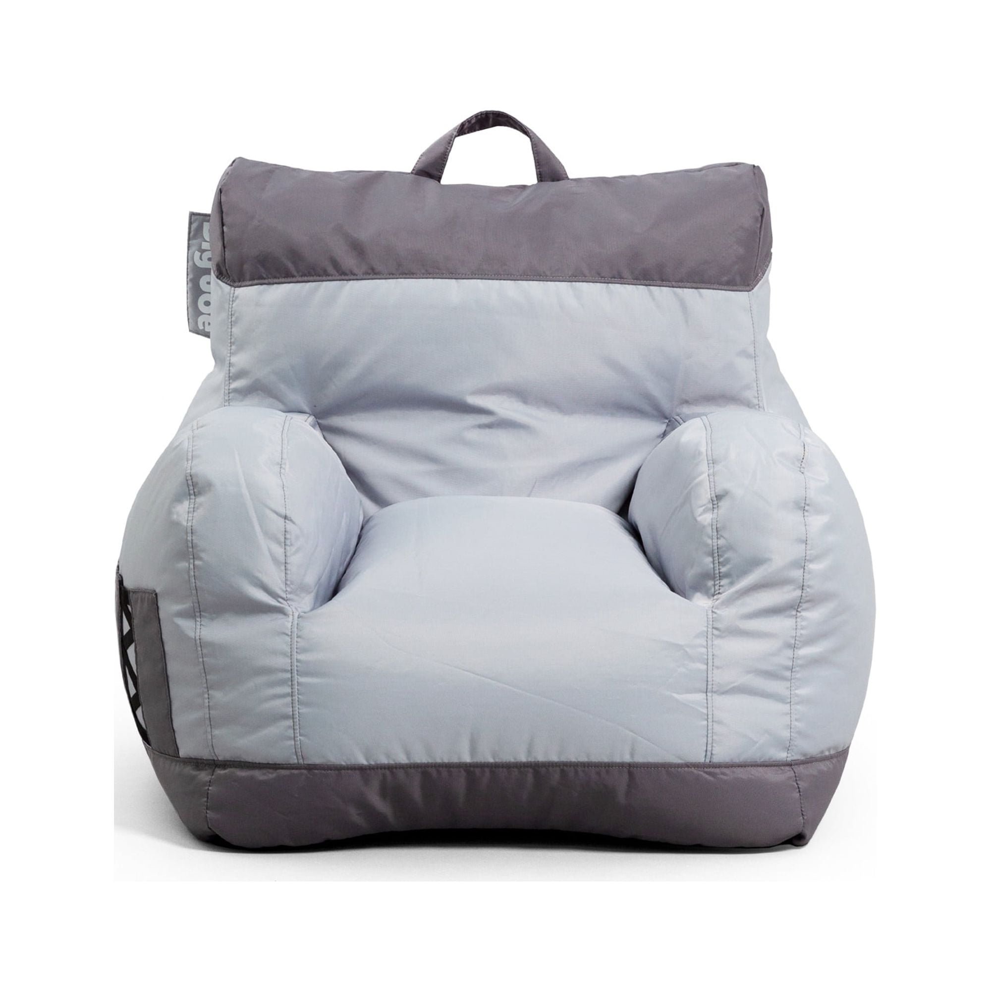 Two Tone Gray Polyester Bean Bag Chair with Drink Holder and Pocket