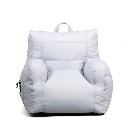 Big Joe Dorm Bean Bag Chair with Drink Holder and Pocket for Teens and Kids, Gray, Durable Easy-Clean Polyester Nylon Blend, 3 foot Gaming and Reading Nook Seat, Refillable