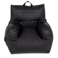 thumbnail image 1 of Big Joe Dorm Bean Bag Chair with Drink Holder and Pocket for Teens and Kids, Black Vegan Leather, 3 foot Gaming and Reading Nook Seat, Refillable, 1 of 8