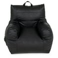 thumbnail image 1 of Big Joe Dorm Bean Bag Chair with Drink Holder and Pocket for Teens and Kids, Black Vegan Leather, 3 foot Gaming and Reading Nook Seat, Refillable, 1 of 8