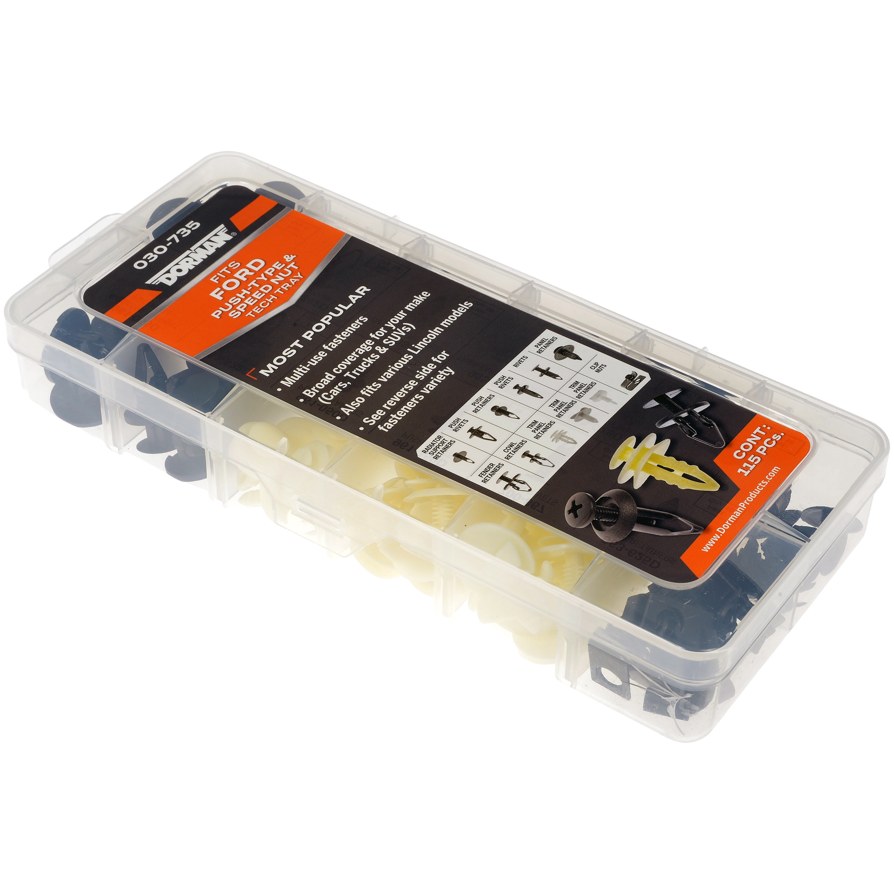 Dorman 030735 Fastener Tech Tray PushType Retainers And Speed Nut