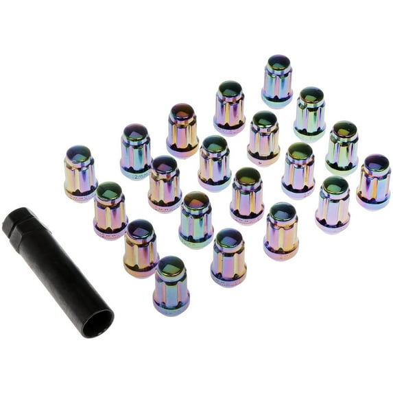 Dorman 711-655G Wheel Lug Nut for Specific Models, Neon-Chrome (Pack of 21)