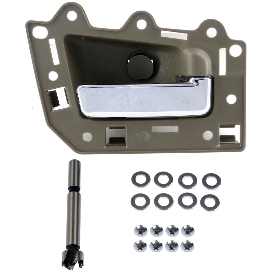 Dorman 82303 Rear Passenger Side Interior Door Handle for Specific Jeep Models, Chrome Lever; Brown Housing