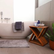 Nordic Teak Slatted Stool - Brown