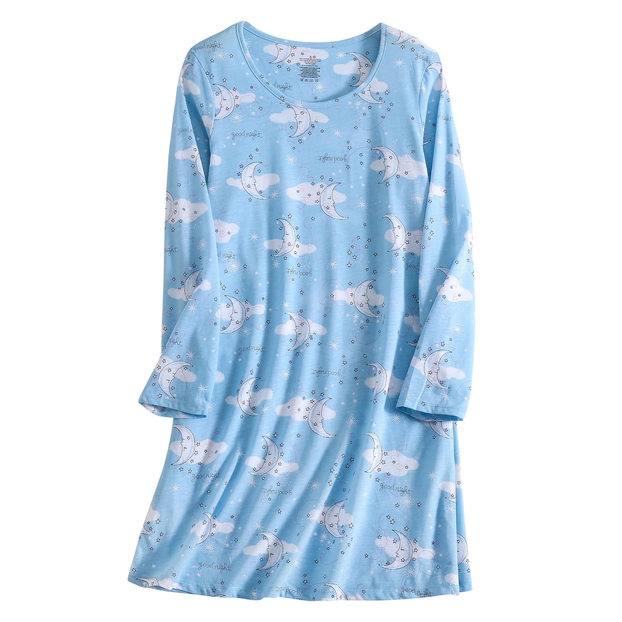 Vivabric Women's Nightgown Cotton Sleepshirts Long Sleeve Nightshirt ...