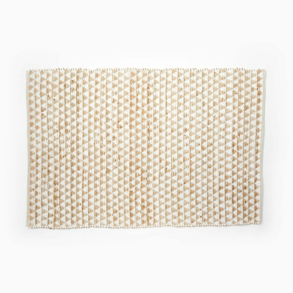 Dormify Recycled Cotton and Sisel Diamond Area Rug, Light Natural, 5' x 8', Dorm & College Essentials