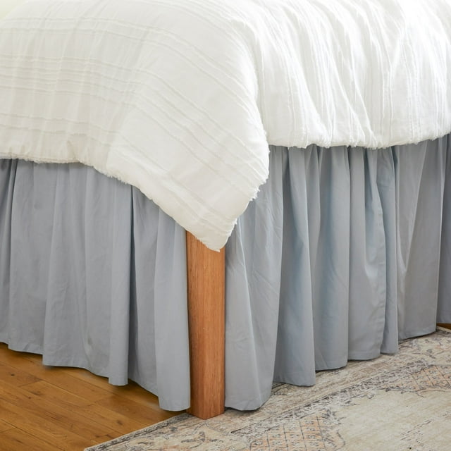 Dormify Ruffled Extra Long Bed Skirt, Sky Blue Bed Skirt for Dorm Room