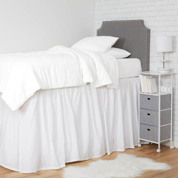 Extra Long Dorm Bed Skirt - White - TXL