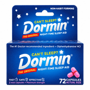 Dormin Night-Time Sleep Aid, Diphenhydramine HCl 25 mg, 72 Capsules