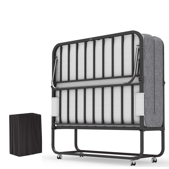 Dormique 75" x 38" Folding Bed with 5-Inch Memory Foam Mattress, Portable Rollaway for Adults with Metal Frame
