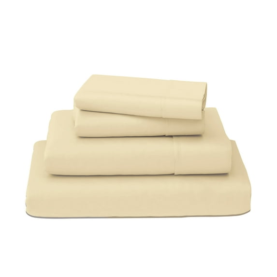 Dormir Fine Linen 100% Cotton California King Sheets Set, 400 Thread Count Sateen, 4 Piece Sheets Set, Color Ivory